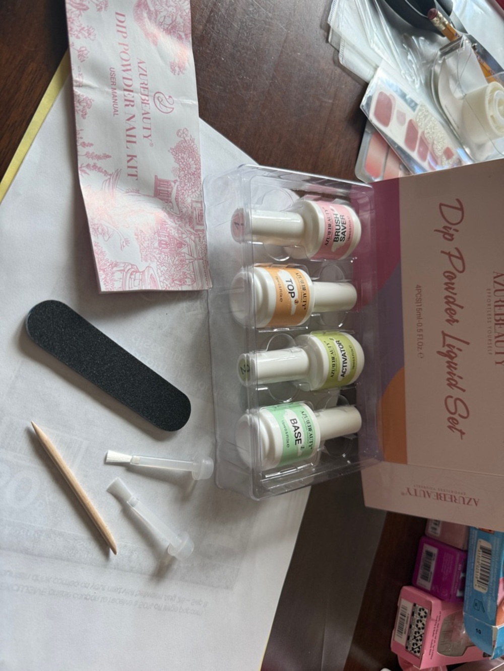 Azure Dip Powder Liquid Set - pink color Nail Kit